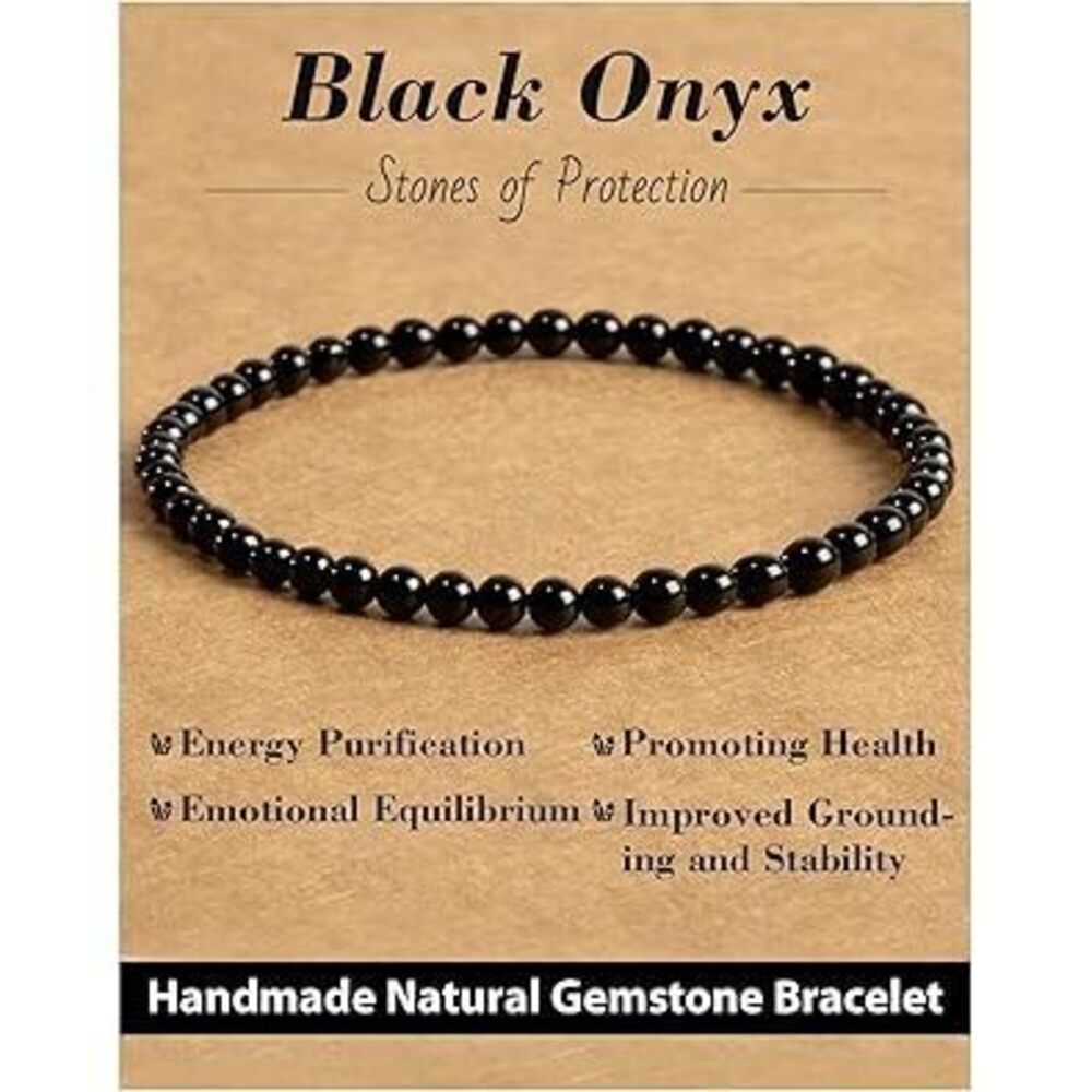 4Mm Natural Gemstone Beaded Bracelet, Healing Crystal Yoga Bracelets For Women &